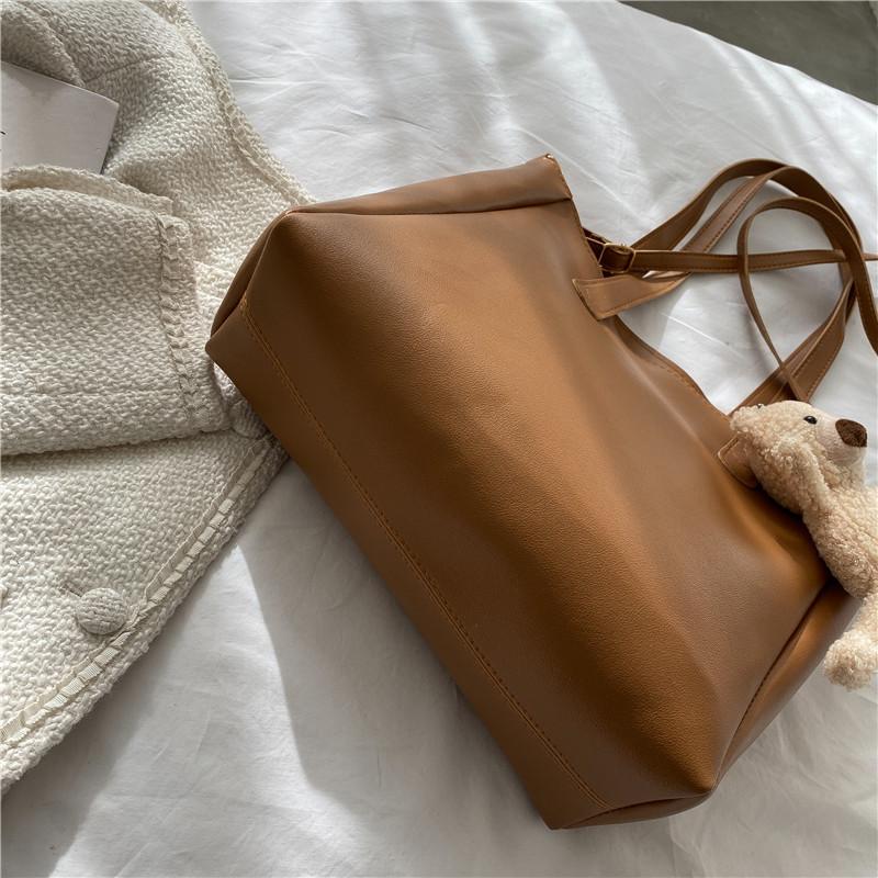 Tote Bag For Women Pu Leather Retro Large Handbag With Zipper For School And Casual Use