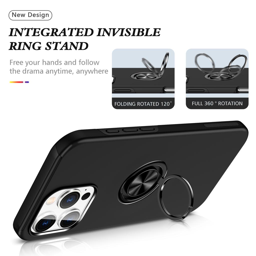 For iPhone 16 Pro Case Kickstand PC+TPU Phone Cover Magnetic Car Mount