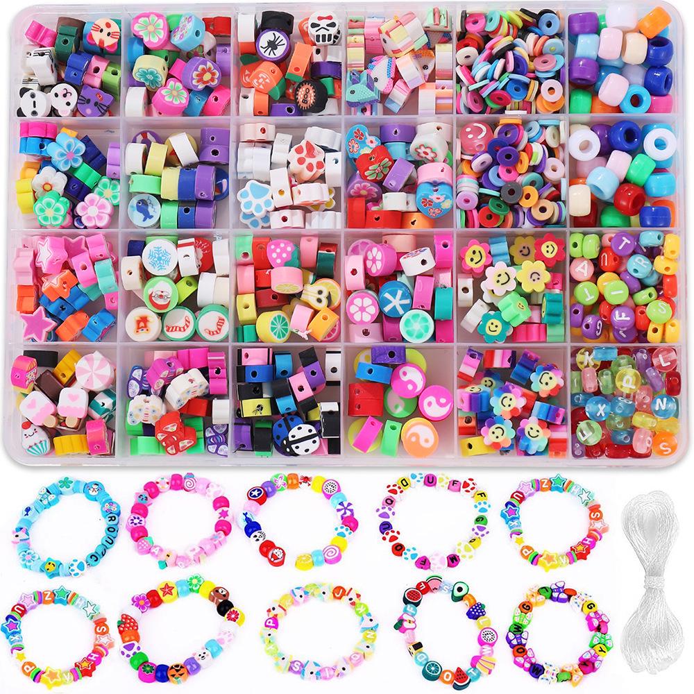 

Набір для браслета з глиняних намистин на 24 сітки: Набір намистин 3 мм 23 кольорів для виготовлення ювелірних виробів своїми руками