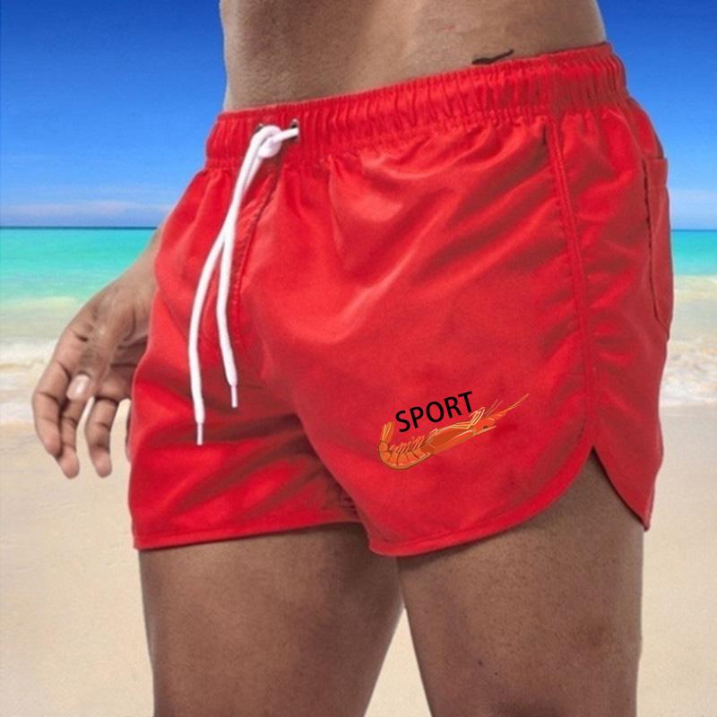 

Лето 2025 года, новые мужские быстросохнущие плавки, спортивные штаны, купальные костюмы, пляжные шорты, шорты для бега, спортивный принт со страшным принтом 4XL красный