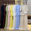 Spring and Autumn New European and American Women's Clothing Cross-border Long Sleeve Crew Neck T-Shirt Top Casual Wide Leg Pants Two-piece Set