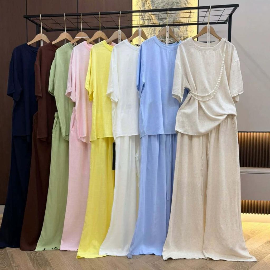 Spring and Autumn New European and American Women's Clothing Cross-border Long Sleeve Crew Neck T-Shirt Top Casual Wide Leg Pants Two-piece Set
