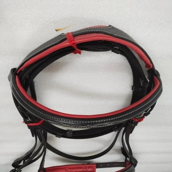 Dressage English Leather Bridle with Red Softy Padding .