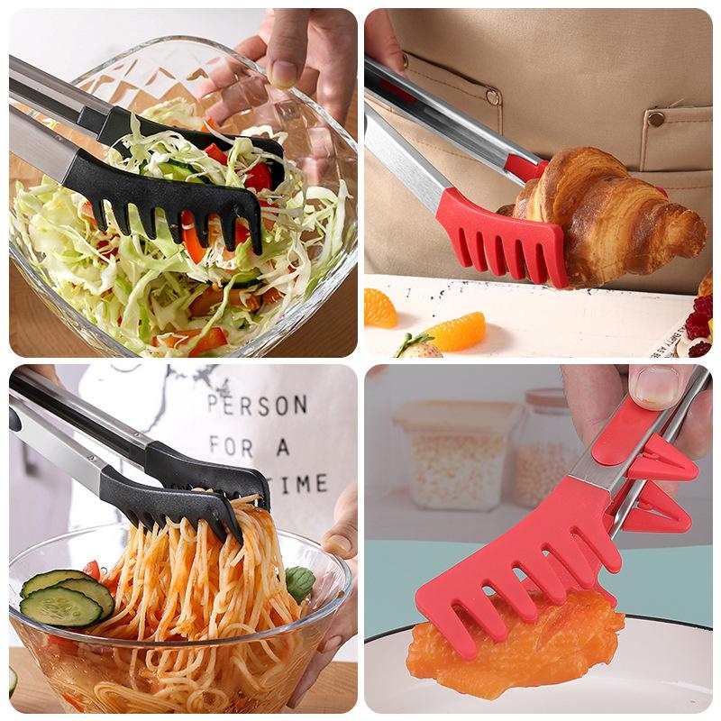 Silicone Food Clip Non-slip Pasta Salad Clip Kitchen BBQ Noodle Tongs Multi-functional Heat-resistant Anti-scald Food Tongs