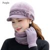 3 szt./zestaw Ciepły zestaw szalik i rękawiczki Ochrona szyi Czapka beanie Zimowa czapka dziergana Kobiety