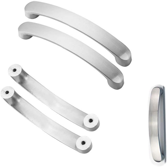 Poignée de meuble aluminium argent - entraxe 96 mm, lot de 6