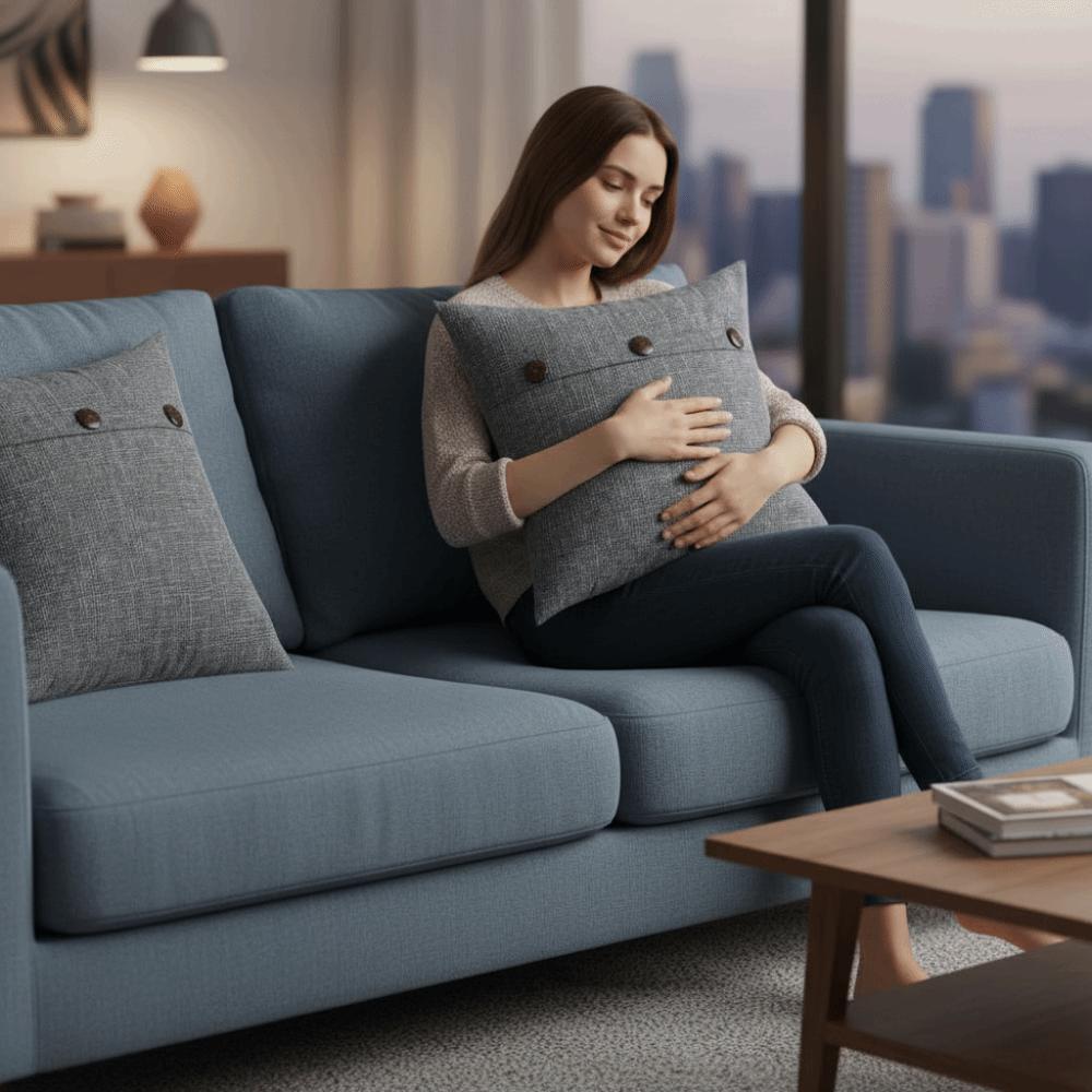 2PCS Imitation Linen Pillow Cover Japanese Style Breathable Throw Pillowcover Soft 45×45cm Buttoned Pillowslip Home Decor