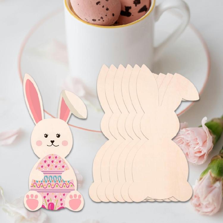 5Pcs Bunnies Eggs Shape Cutouts Wood Cutouts Unfinished Wood Cutouts Animal Shape Wood Slices for Painting Art Craft
