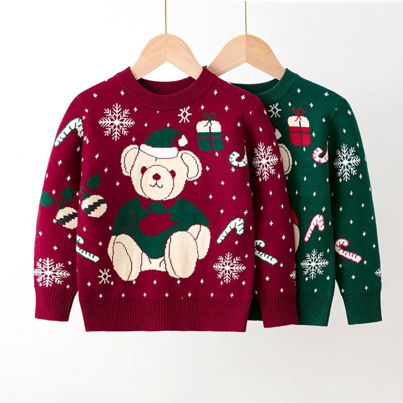 New Children's Christmas Sweater Collection: Girls' and Boys' Autumn/Winter Cartoon Pullover Knitwear