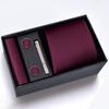 Gift Box Men'S Tie Square Scarf Cufflinks Tie Clip Five-Piece Set, Formal Business Blue Stripes