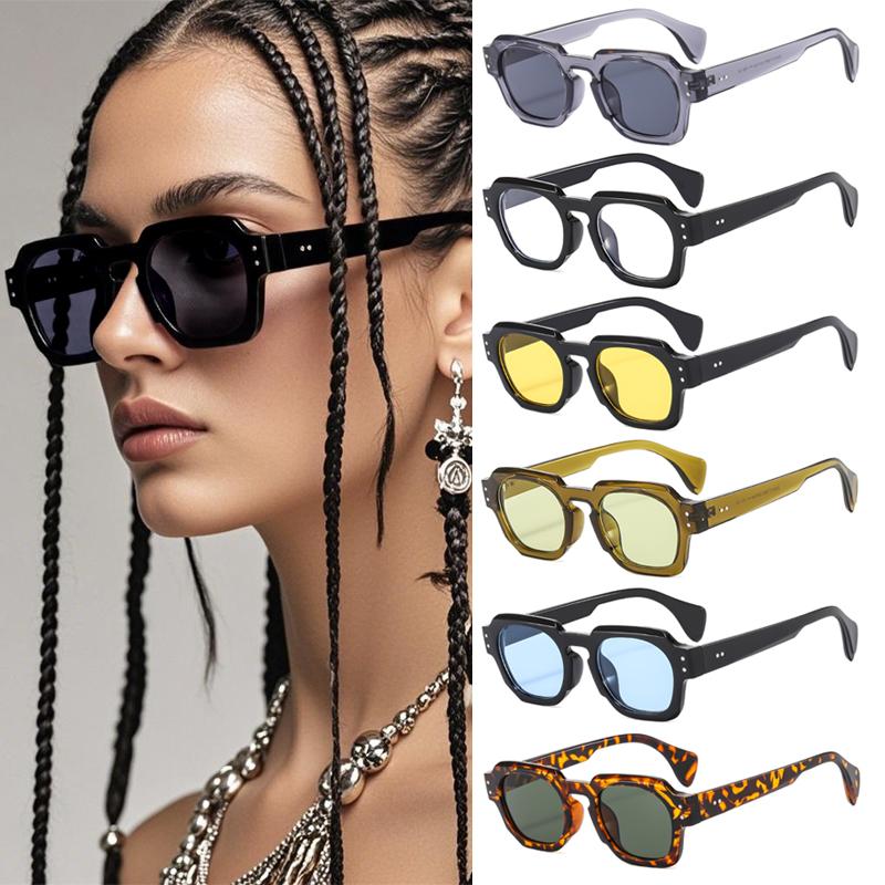 6pcs Pack Fashion Square Sunglasses Women Luxury Brand Sun Glasses Men Outdoor Driving Trendy Grey Glasses Shades Unisex