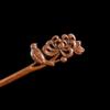 Women's Luxurious Wood Carved Hair Accessory Elegant Collar Bird Peony Carving Suitable for Daily Gatherings Solid Wood Hairpin