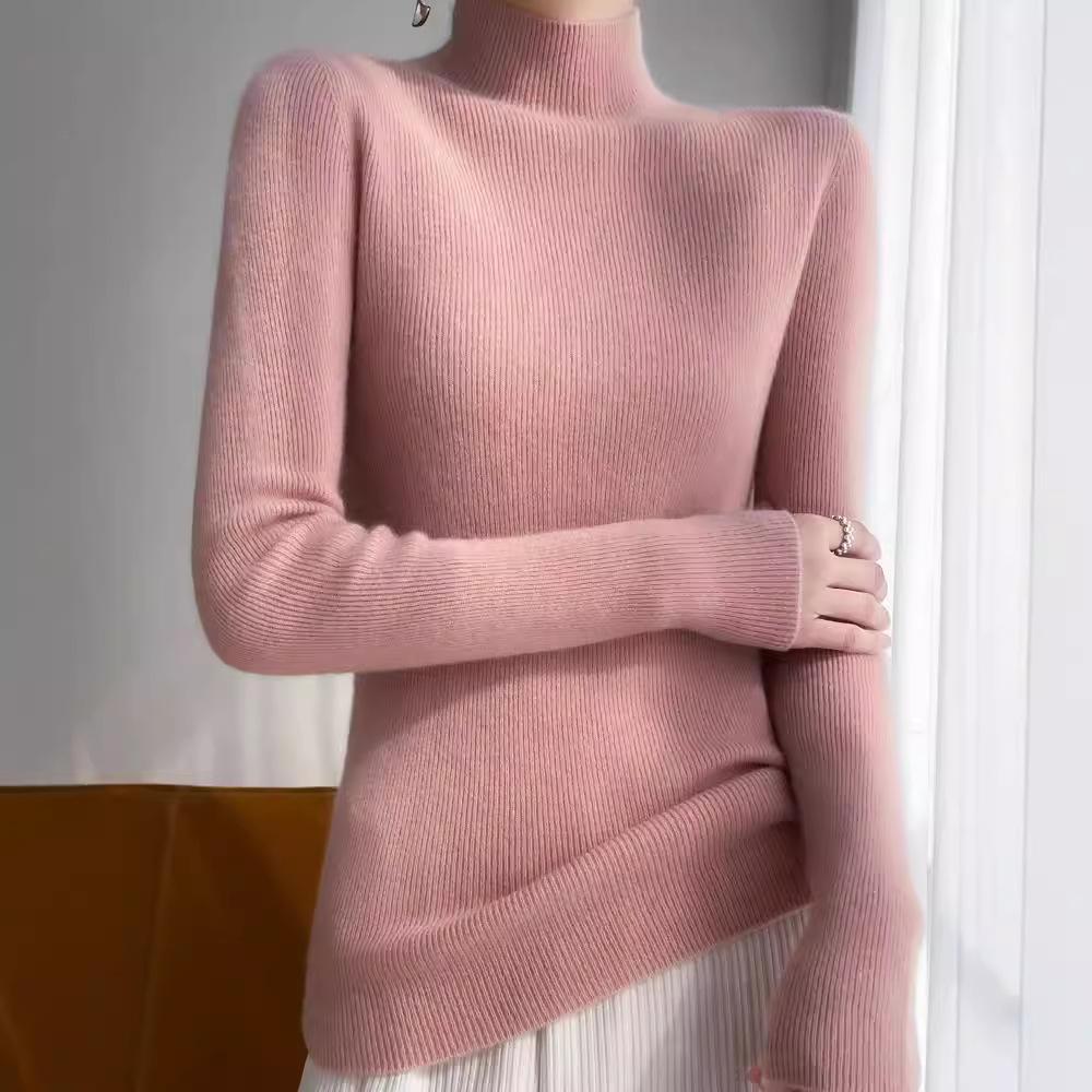 Bottom Shirt Women's Autumn and Winter Half-high Neck Sweater Slim Knitted Long-sleeved Tops