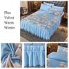 Warm Bed Skirt Crystal Velvet Thickened Bedspread Three Piece Set Flannel Bed Linens King Queen Size with Pillowcases
