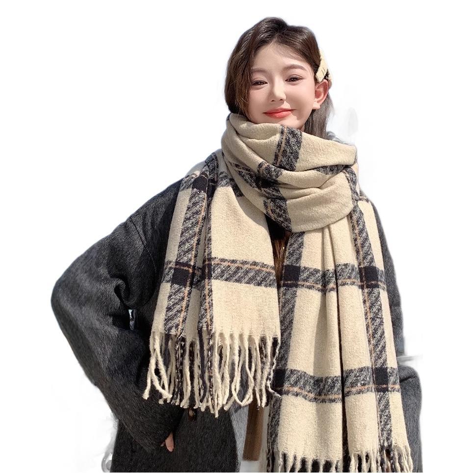 Scarf Women's Winter New Korean Version Fashion Versatile Thickened Warm Dual-purpose Shawl Imitation Cashmere Couple Scarf