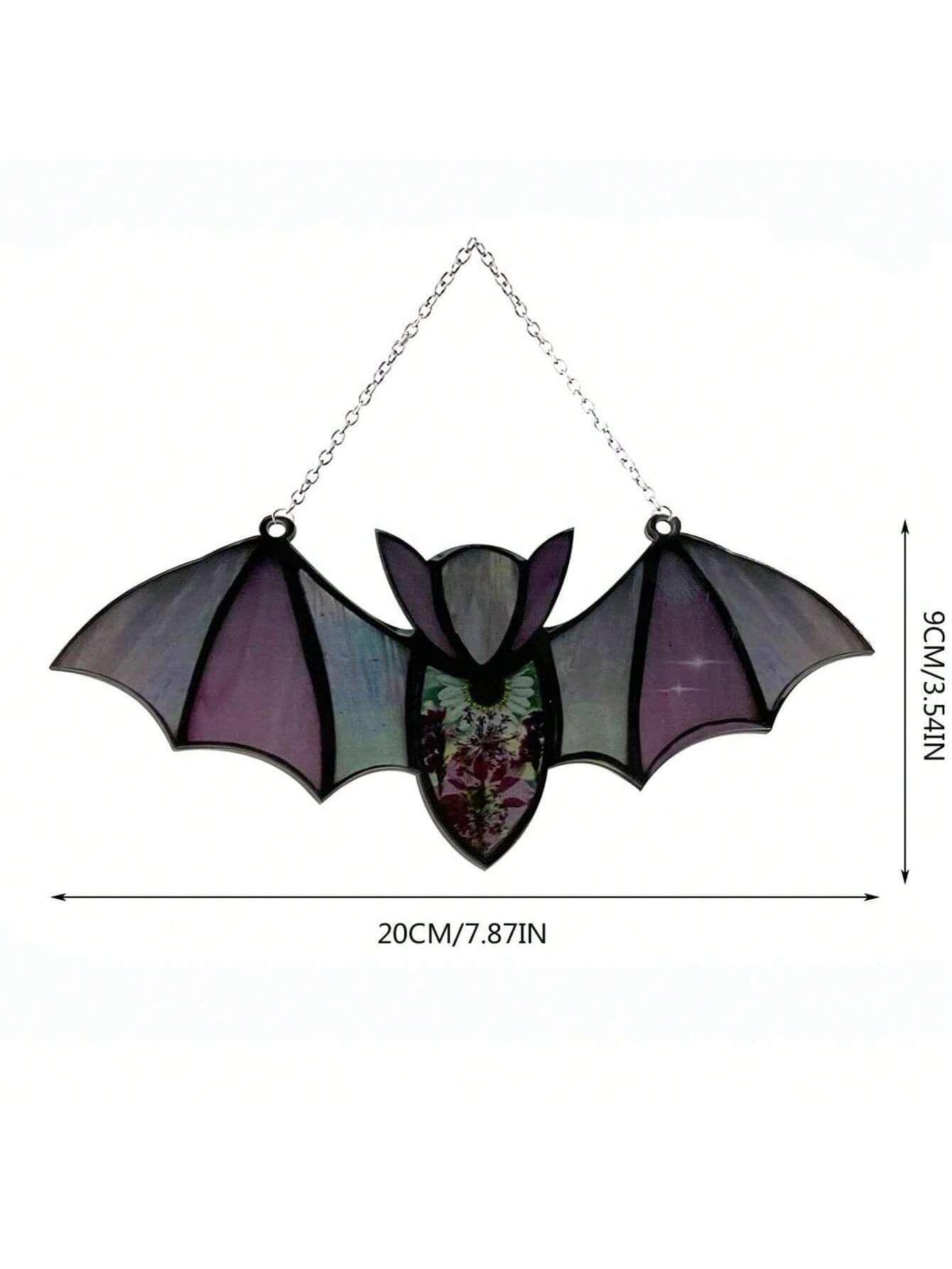 Halloween Decor Acrylic Stained Bat Suncatcher Hanging Ornament Goth Car Accessories Bat Car Hanging Accessories Gift for Women