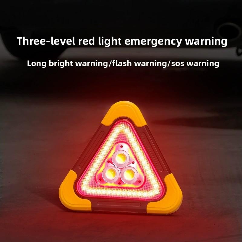 Triángulo de advertencia para coche con luz LED solar y señal de emergencia reflectante