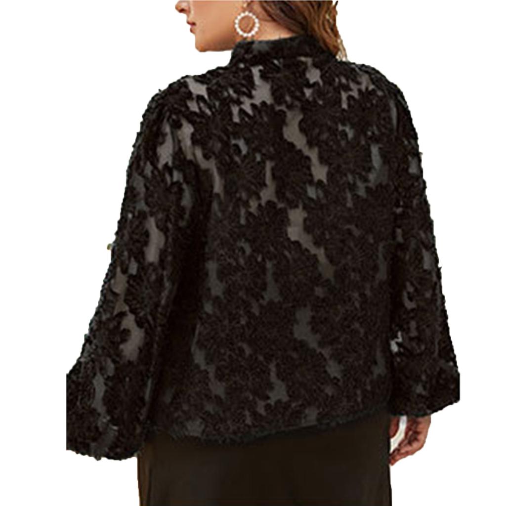 Plus Size Women's Loose-fitting Bow Long-sleeved Top For Commuting
