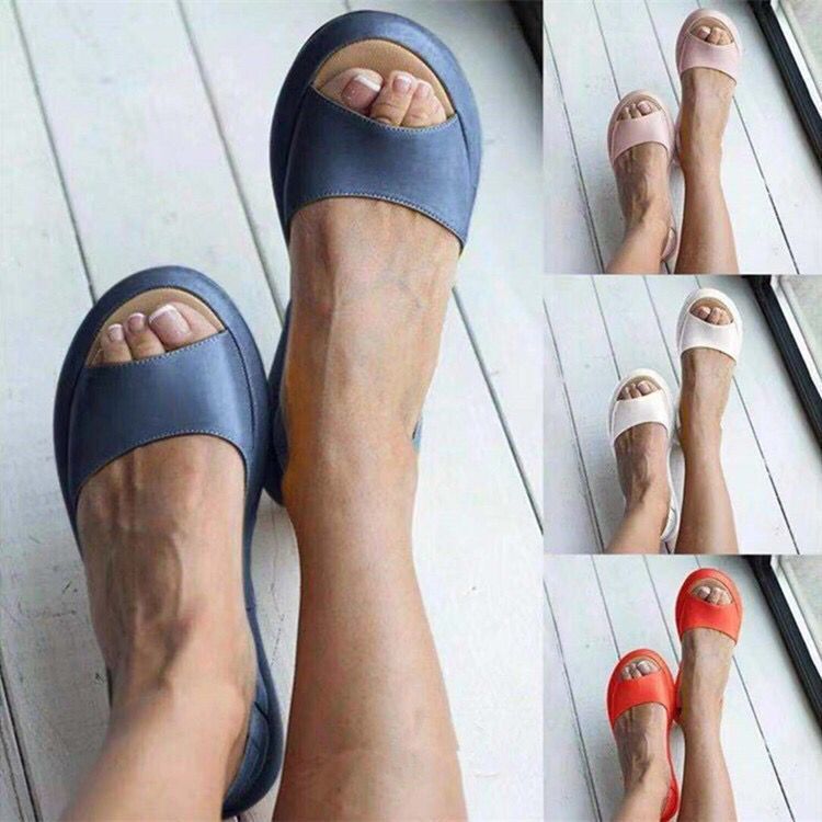 

Spring new fashion thick-soled fish mouth candy-colored sandals flat bottom 35 білий