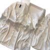 Women's Ice Silk Lace Pajama Set: Long Sleeve, Long Pants, Solid Color