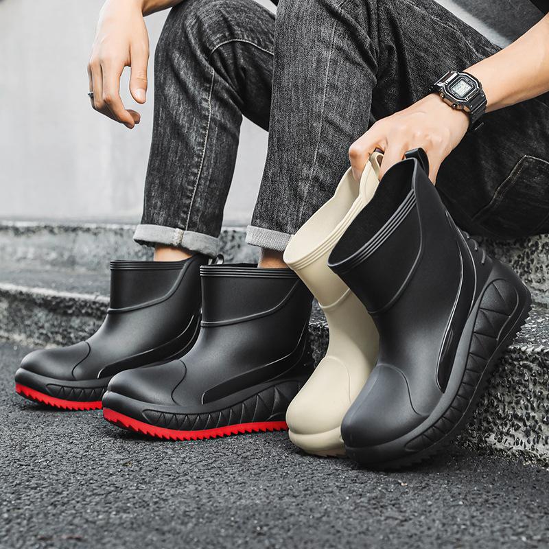 New Short Men's Rain Boots Non-slip Waterproof Man Rubber Shoes Comfortable Men's Fishing Boots Work Male Safety Shoes