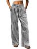 European Plaid Women's Wide-Leg Elastic High-Waist Pajama Pants with Drawstring
