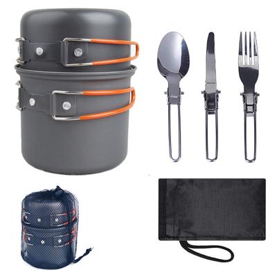 Utensili da cucina ultraleggeri da campeggio Set da tavola da esterno Escursionismo Picnic Zaino in spalla Stoviglie da campeggio Pentola 1-2 persone
