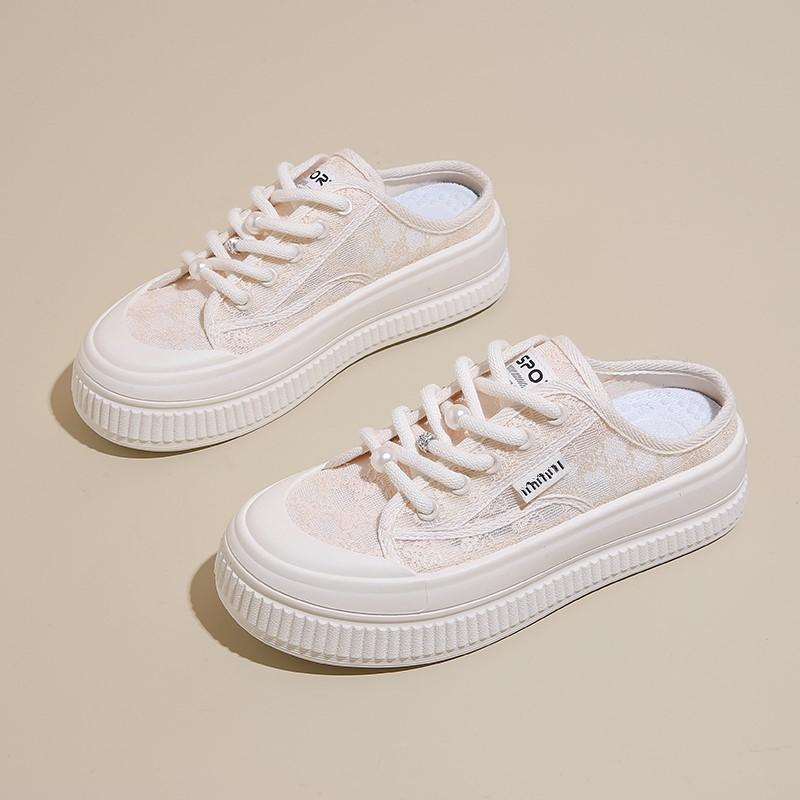 

Lace bag head half slippers women s 2025 summer new shoes platform super fire versatile Internet celebrity leisure sports sandals 40