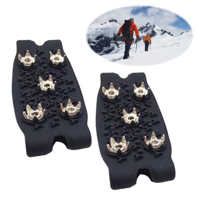 1 Pair Ice Cleats Crampons with 5 Studs Men Women Winter Outdoor Walking Ice Snow Traction Grips Non-slip Shoes Boot Spikes Grippers