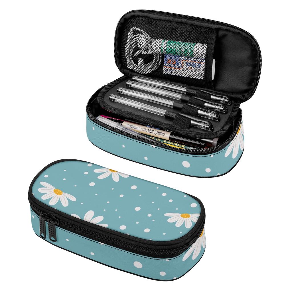 School Pencil Case High Capacity 300D Polyester Smooth Zipper with Main Pocket Mesh Layer and Removable Pen Divider for Boys Girls