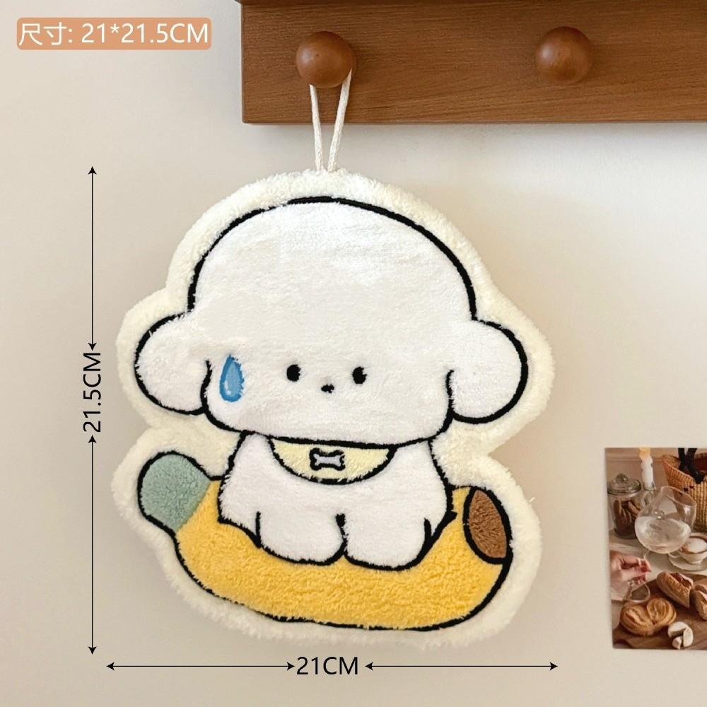 Thickened Puppy Hand Towel Absorbent Quick Drying Handkerchief Cloth Coral Fleece Cute Design Absorbent Towel Bathroom Use