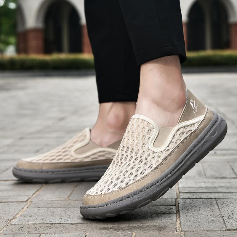 Summer Men's Breathable Casual Mesh Shoes with Soft Soles and Soft Surfaces, Slip Resistant Stitching for Shoe Making