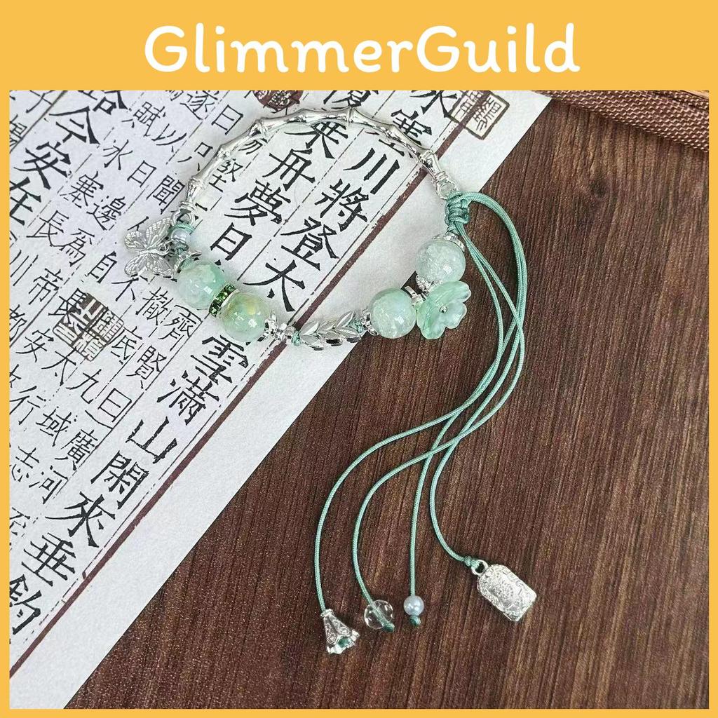 Beaded Green Unique Butterfly Bracelet For Women New Chinese Style Summer 2024 Jewelry