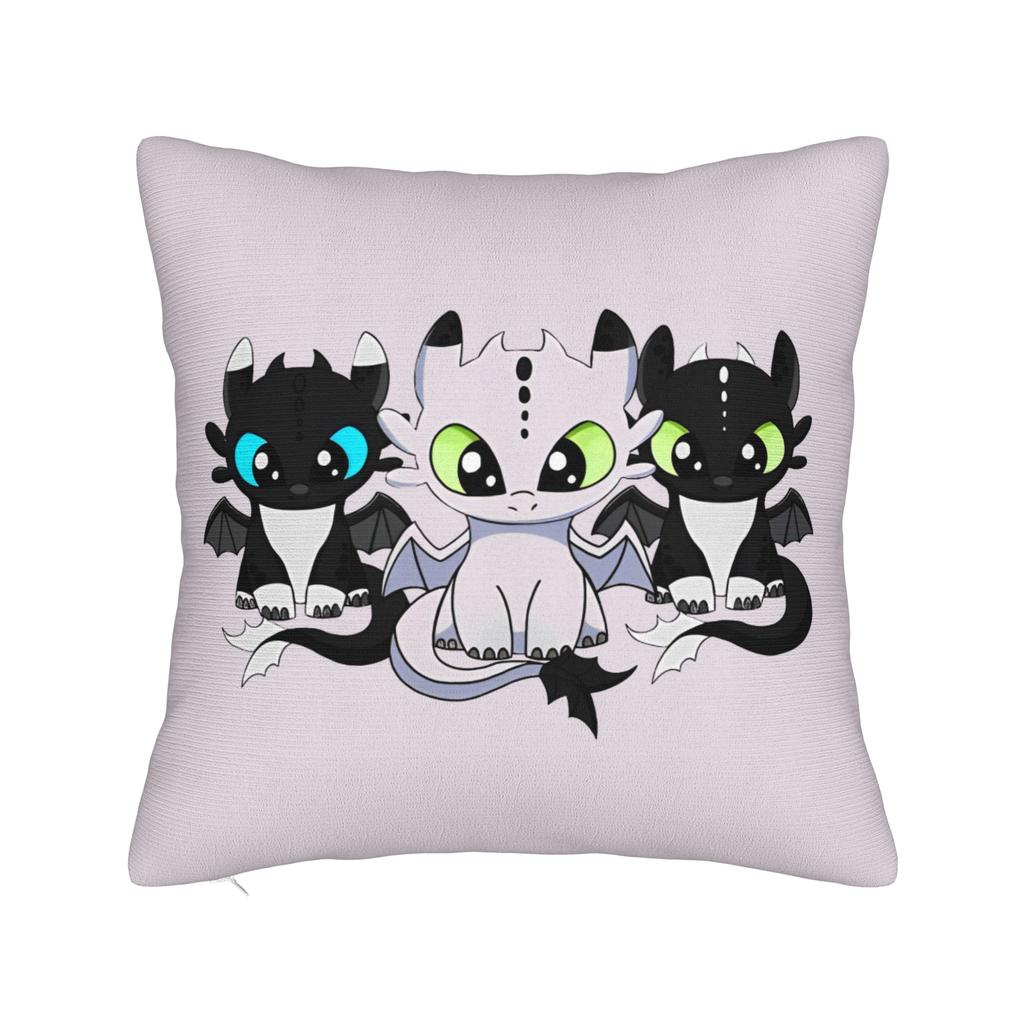 HTTYD Ohnezahn Quadratische Kissenhülle Kissenbezüge Fantastisch Polyester Dekor Sofakissenhülle für Wohnzimmer 40x40cm