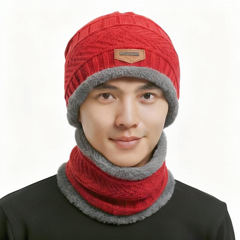 Winter Warm Knitted Hats Scarf Set Warm Beanies Wool Knit Caps Men Women Outdoor Cycling Ski Cold Protection Neck Mask Hat