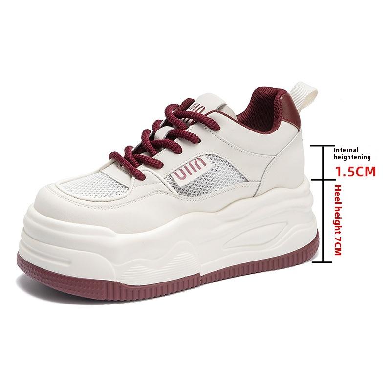 Summer Dad Shoes Women's Casual Shoes 8CM Thick Sole Height Increase White Shoes Breathable All-match Women's Shoes