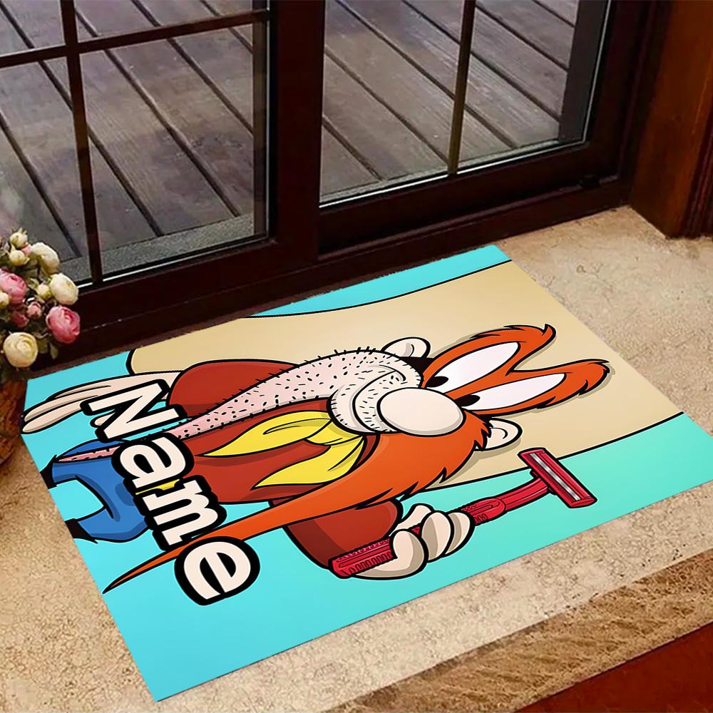 Looney Unique Rod. Personalized Text Floor Rug Office Rug Design for Entryway Dining Room Decorate room Hallway Anti-slip Rug Anime Office Decor