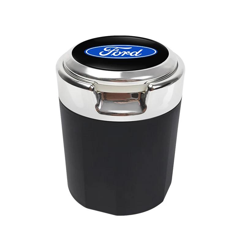 Car Sticker Hot For Ford New Car Interior accessories Ashtray LED Light Portable Smoke Ashes Holder For Ford ST Line Focus Musta