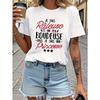 Women's Funny French Princess Print T-Shirt Casual Crew Neck Short Sleeve Spring Summer Top