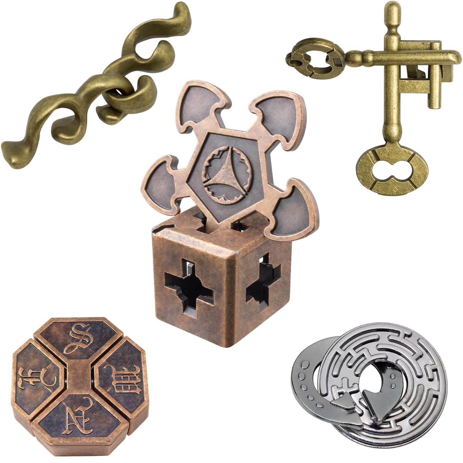 

Набір із 5 3D-головоломок-кілець, Рівні складності 6-2, Головоломка-кільце, Іграшка-головоломка для дорослих та дітей, Розгадування таємниць, Вбивця часу,