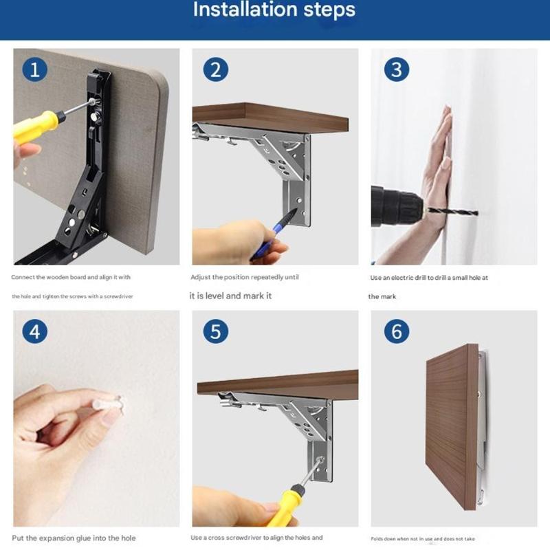 Space Saving Foldable Shelf Brackets Adjustable Wall Shelves Mounted Table Shelf Brackets for Home Office Garage