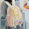 Cute bow small fresh junior high school student large capacity schoolbag high school student backpack girl feeling transparent pain bag
