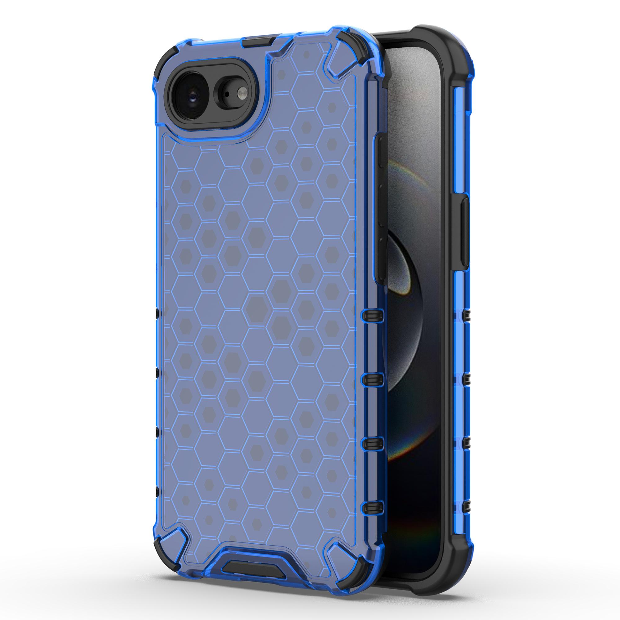 

For iPhone 16e Case PC+TPU Phone Cover Honeycomb Shape Blue