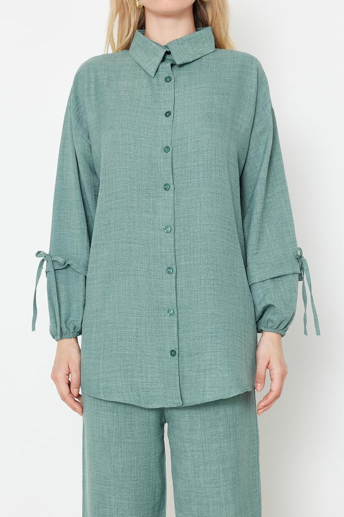 Women's Fashion New Hijab Bottom-Top Set Stone Linen Look Woven Bottom-Top Set