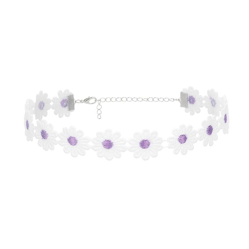 Douyin New Small Daisy Necklace Ins Internet Celebrity Same Niche Lace Choker Flower Necklace