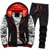 Autumn and Winter Men's Casual Plus Plush Thick Hooded Suit Men's Warm Hoodie Jacket Men's Casual Plus Plush Thick Two-piece Set