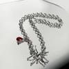 Spider Pendant Long Necklace Vintage Gothic Spider Blood Drop Clavicle Chain for Women Halloween Jewelry Gift Ornament