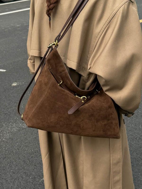 2024 Retro Fashion Large Capacity Women's Frosted Tote - Versatile Autumn/Winter Shoulder Bag