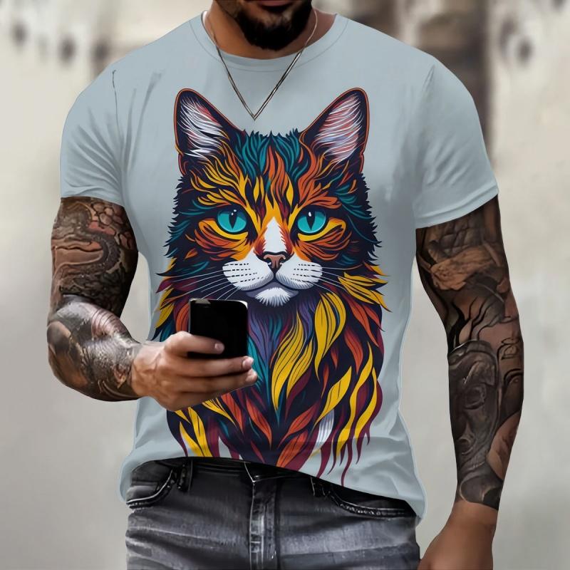 Squirrel Dog Bee Pattern Men's T-shirt Fun Animal 3D Printed Short Sleeved Top Fashionable Street Trend Harajuku Round Neck Clothing