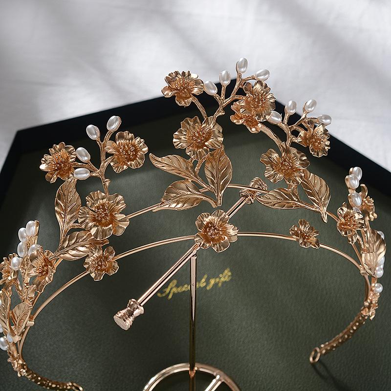 Bridal jewelry Baroque bridal crown retro headdress pearl hairpin wedding dress accessories